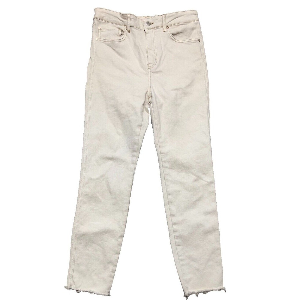 Free People We The Free Jeans Women's 31 White Skinny Stretch High Rise Fray Hem